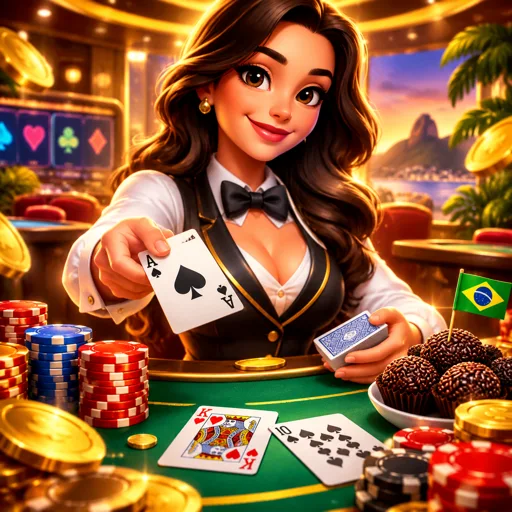 Mesa de blackjack ao vivo com crupiê conduzindo o jogo
